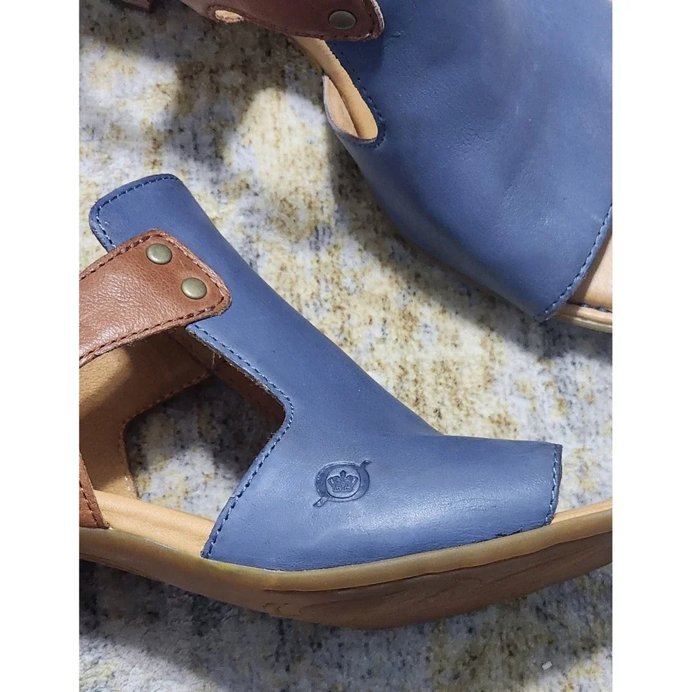 $135 Born Women's Blue Swinton Leather Slingback Sandals -  Size 9M